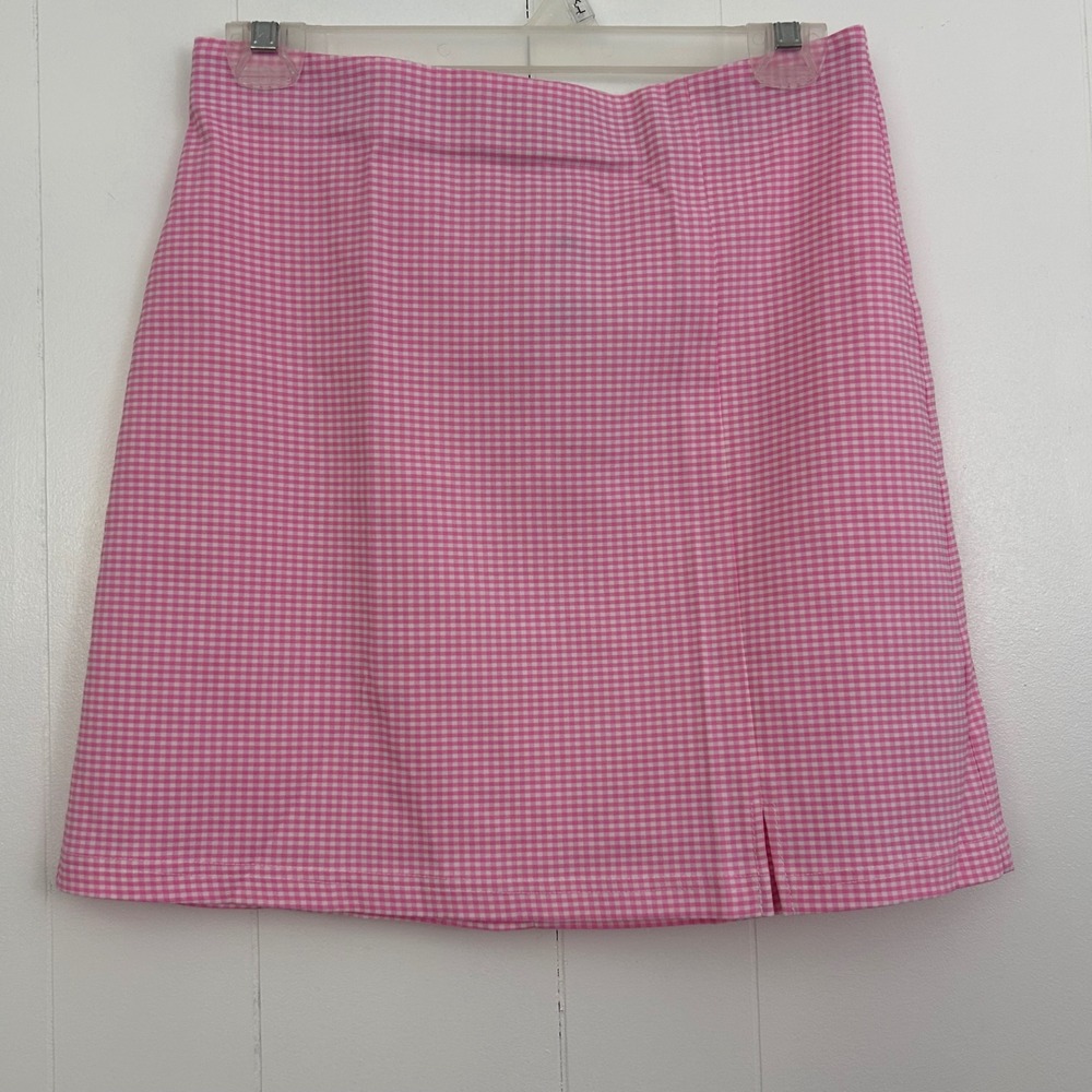 Topshop Pink Gingham Mini Skirt Side Slit US 6 27M22SPNK